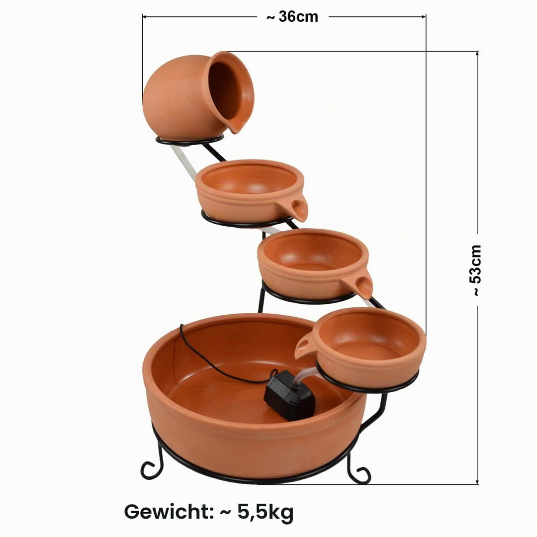 Solar Gartenbrunnen Terrakottaschalen Kaskade Polyresin 50 cm - Bild 2