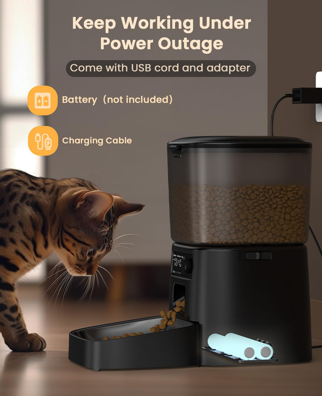 Futterautomat Katze 3.5L Trockenfutter, LCD, 1-6 Mahlzeiten täglich - Bild 8