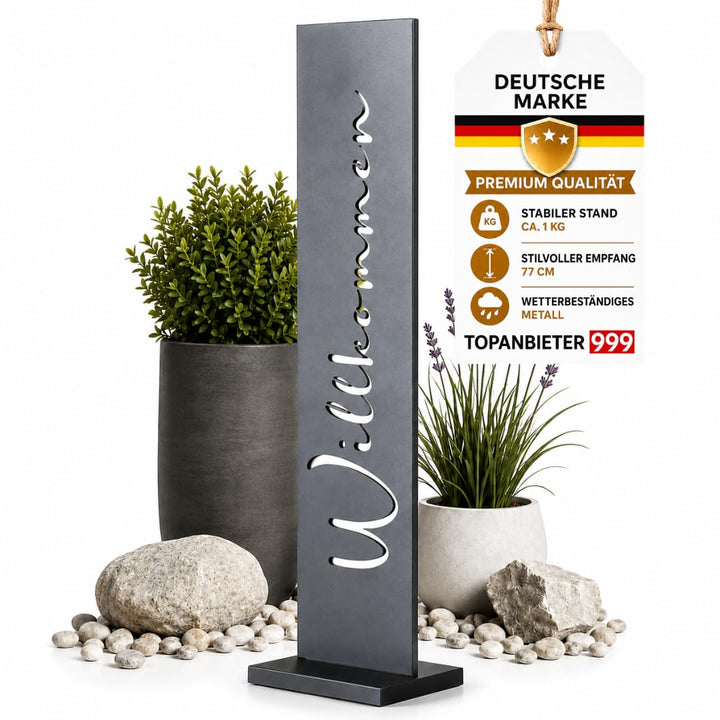 Willkommensschild Metall Aufsteller 77 cm schwarz für Garten und Haustür - Bild 8