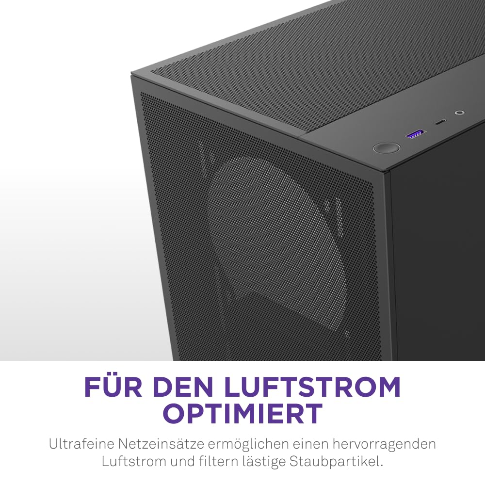 Mid-Tower ATX PC-Gehäuse Schwarz mit Mesh-Front und Glasscheibe - Bild 5