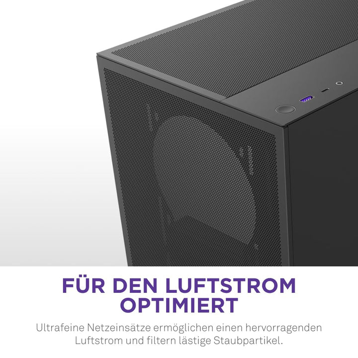 Mid-Tower ATX PC-Gehäuse Schwarz mit Mesh-Front und Glasscheibe - Bild 5