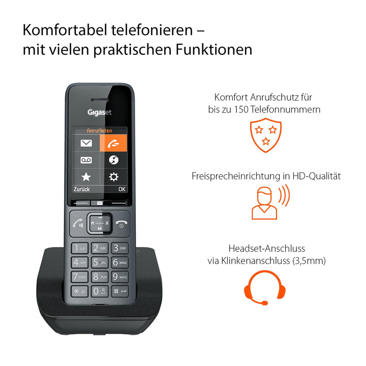Schnurloses DECT-Telefon 2,2" Farbdisplay Anrufschutz 150 Nummern - Bild 4