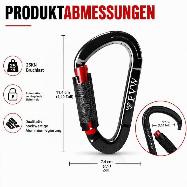 Kletterkarabiner Aluminium 25KN Auto-Lock 5er-Set für Camping - Bild 5