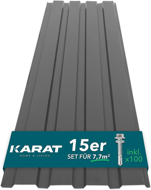 Trapezblech Set 15 Stück Stahl verzinkt 115x45 cm Dach Wand grau