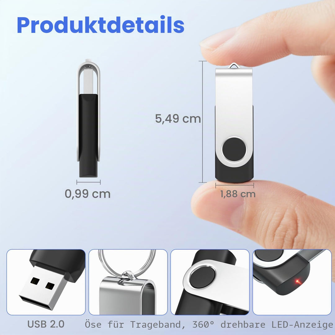 USB-Stick 8GB 10er-Set USB 2.0 mehrfarbig mit Schluesselbandoesung - Bild 5