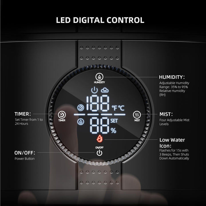 Growzelt Luftbefeuchter 5L Smart mit Timer 4 Nebelstufen 35-95% - Bild 6