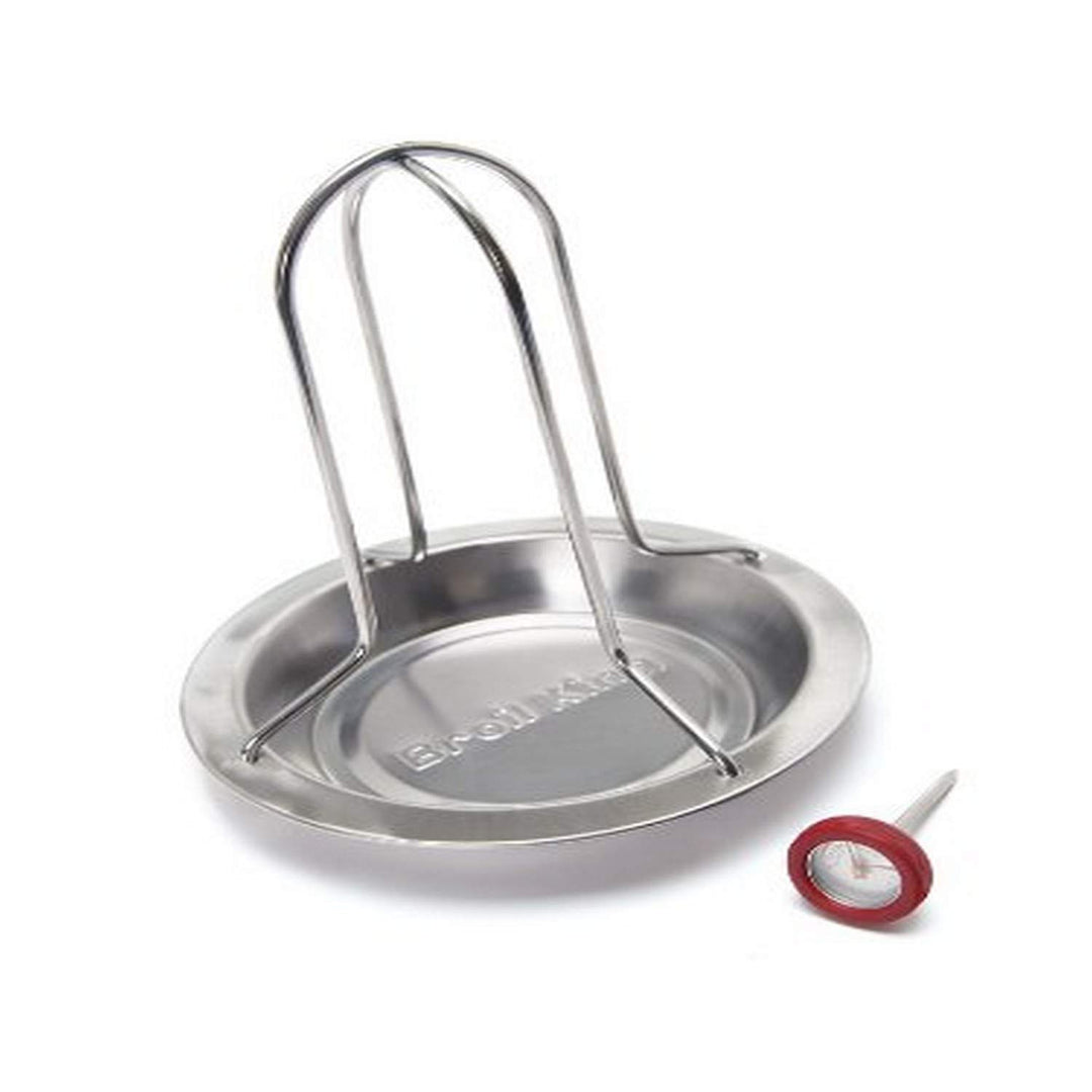 Hähnchen-Bratgestell Edelstahl Beer-Can-Chicken mit Mini-Thermometer