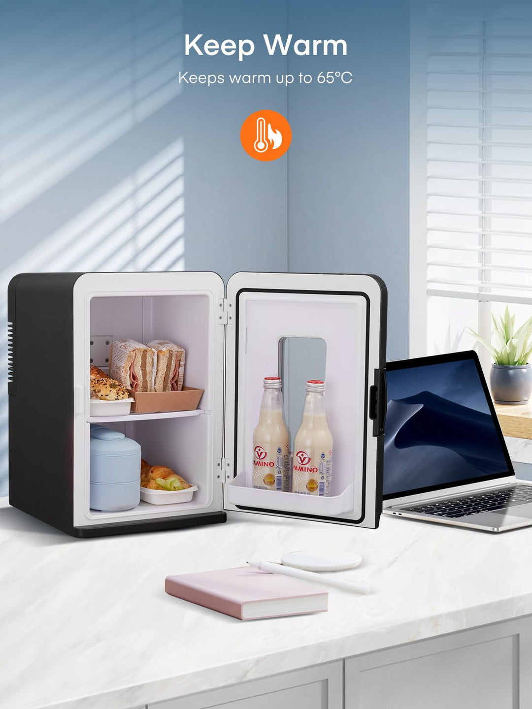 Mini Kühlschrank 15L mit Kühl- und Heizfunktion, ECO-Modus, Schwarz - Bild 3
