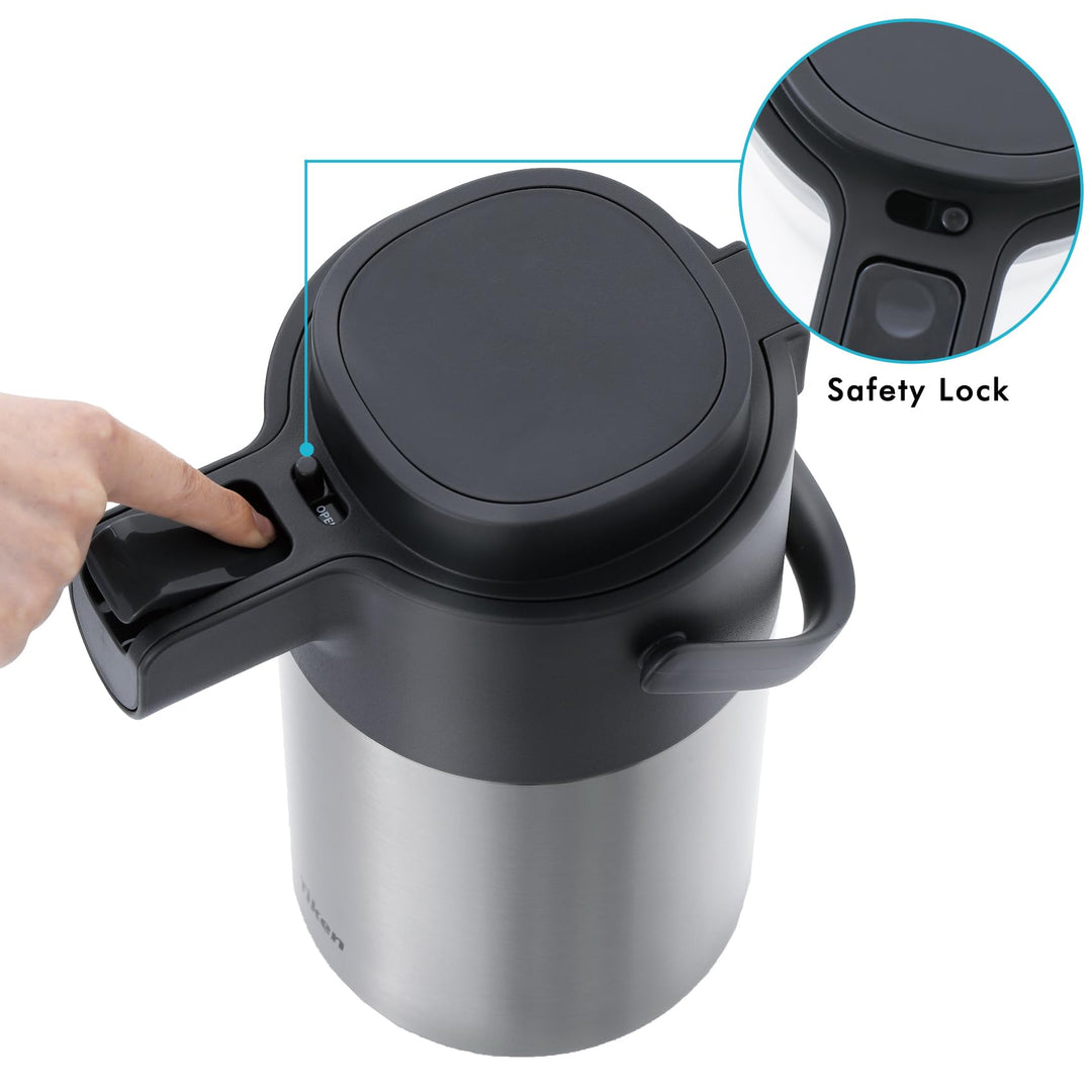 Thermoskanne mit Pumpe 3 Liter Edelstahl 24h heiss / 36h kalt - Bild 3
