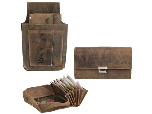 Kellnerset Leder Vintage Braun mit Börse und Holster