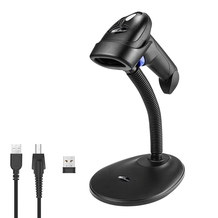 2D Barcode Scanner kabellos mit Ständer USB QR PDF417 Datenmatrix