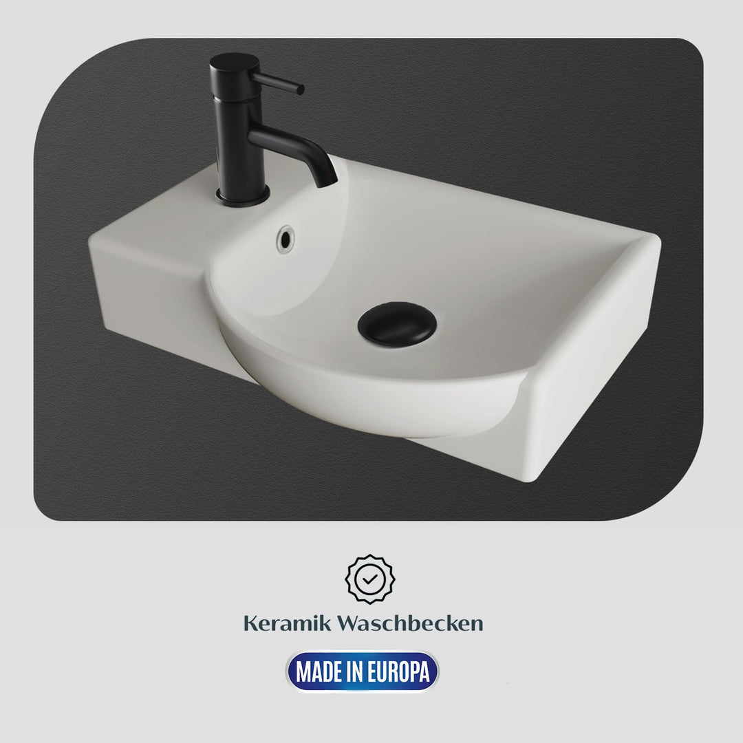 Waschbecken mit Unterschrank hängend 45 cm Gäste-WC Weiß - Bild 5