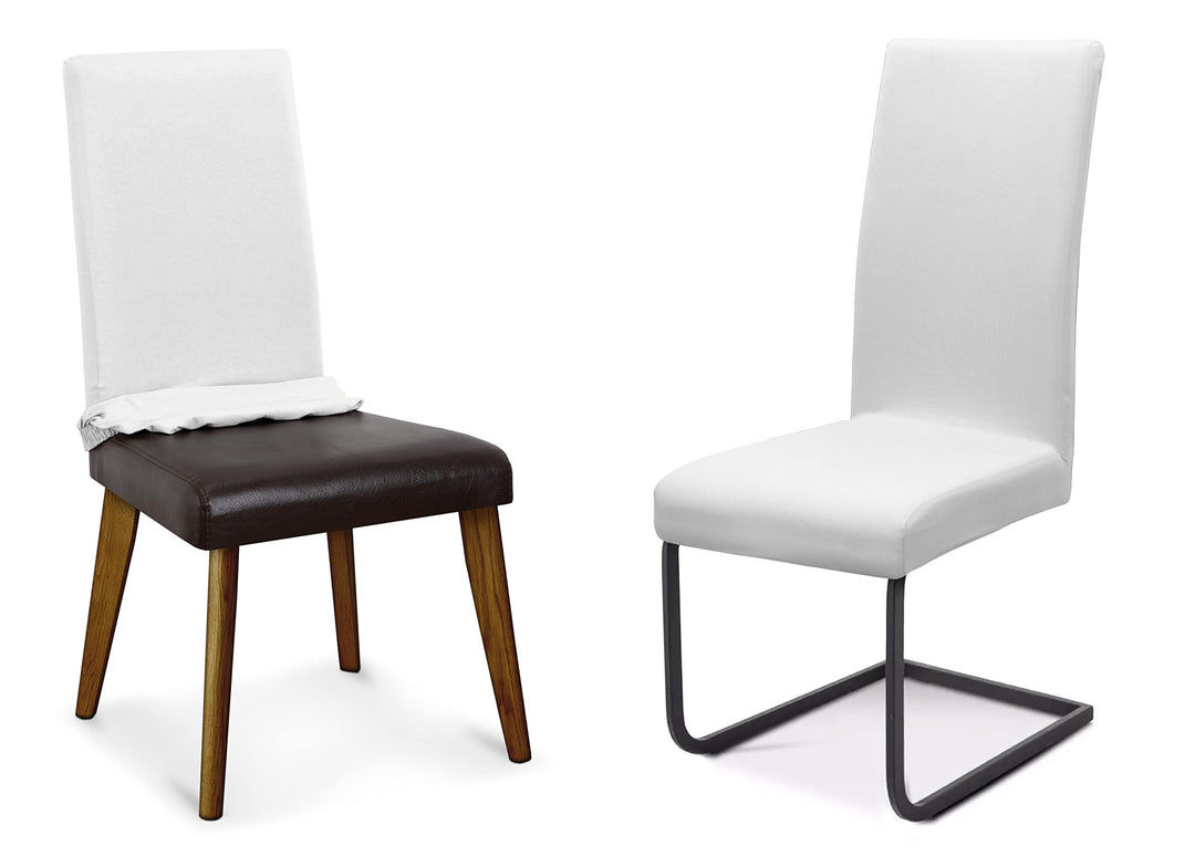 Stuhlhussen Jersey Baumwolle 6er Set weiss, elastisch - Bild 3