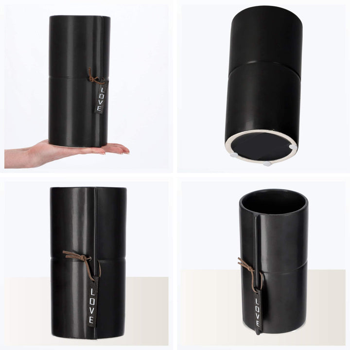 Keramik-Übertopf schwarz 11 cm für Zimmerpflanzen - Bild 4