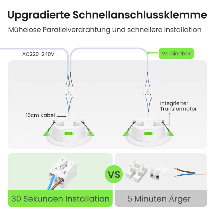 LED Einbaustrahler dimmbar 10er-Set 3CCT IP44 Ø68-78mm - Bild 6