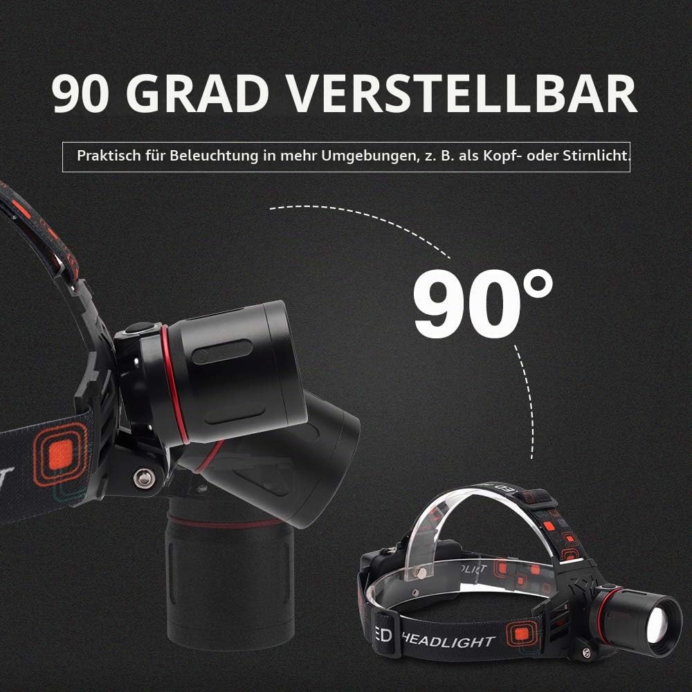 UV Stirnlampe Schwarzlicht 395 nm mit Weisslicht zoombar USB - Bild 5