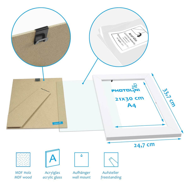 Bilderrahmen Set Weiß MDF 10-teilig verschiedene Grössen Fotowand - Bild 5