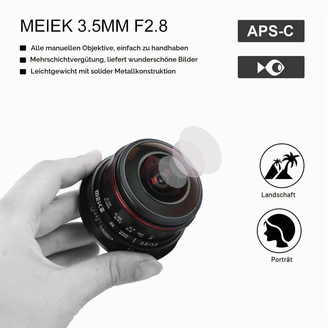 Fisheye-Objektiv 3,5mm f/2.8 220° für Micro 4/3 MFT Kameras - Bild 3