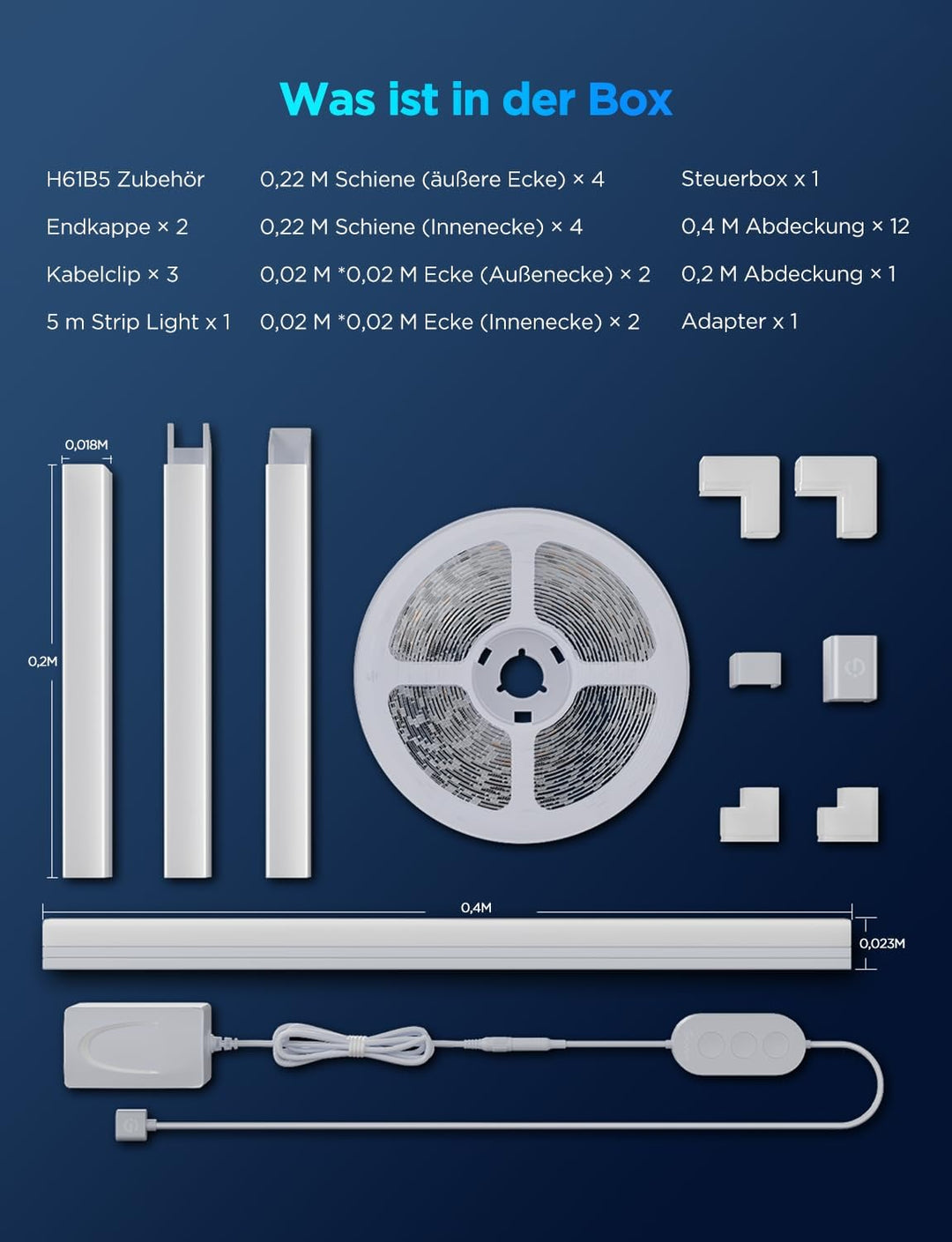 LED Strip RGBIC mit Alu-Schiene 5m Smart Alexa Google 60 LEDs/m - Bild 8