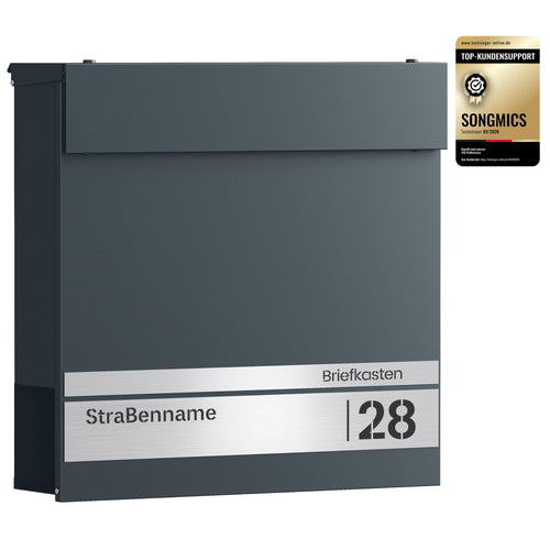 Briefkasten personalisiert Anthrazit Softclose Stahl 37x37cm