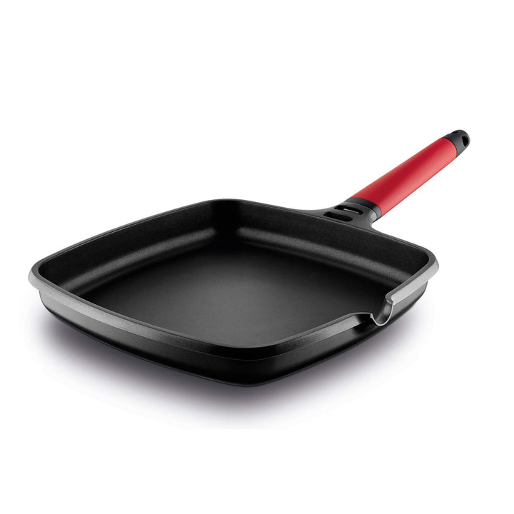 Grillpfanne Aluminiumguss 27x27 cm Antihaft Induktion rot