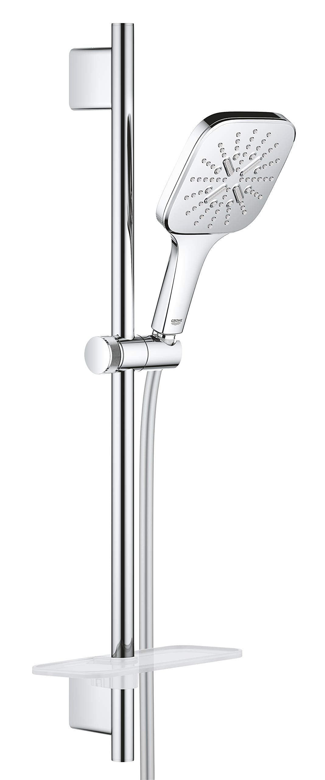 Duschstangen-Set 3 Strahlarten Chrom mit Regenbrause 130mm
