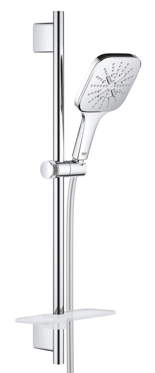 Duschstangen-Set 3 Strahlarten Chrom mit Regenbrause 130mm