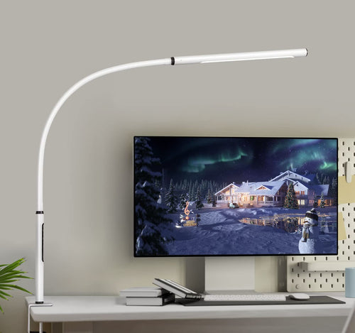 Klemmleuchte Schreibtisch LED 12W dimmbar mit Timer Schwanenhals