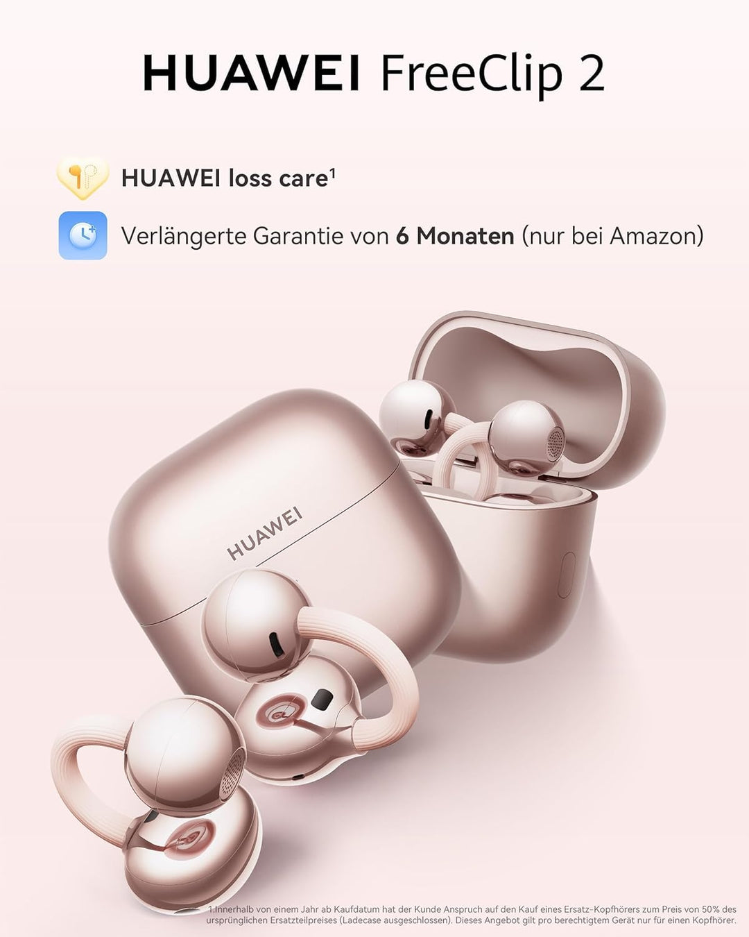Open-Ear Bluetooth Kopfhörer 5,1 g Clip-On IP57 38 Std. Akku Rosé Gold - Bild 4