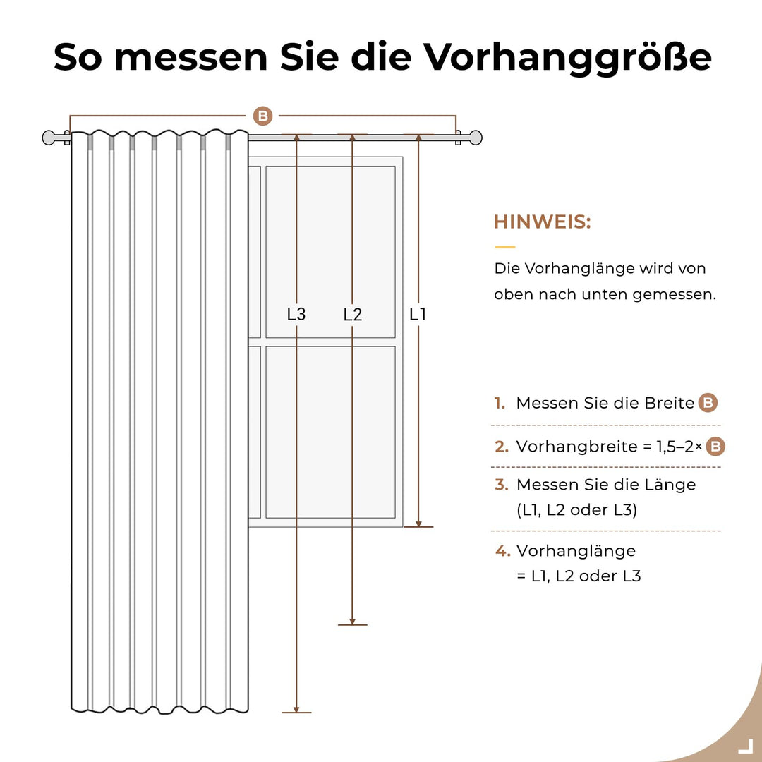 Verdunklungsvorhänge 100% Blickdicht Hellbeige 2er-Set 245x140 cm - Bild 3