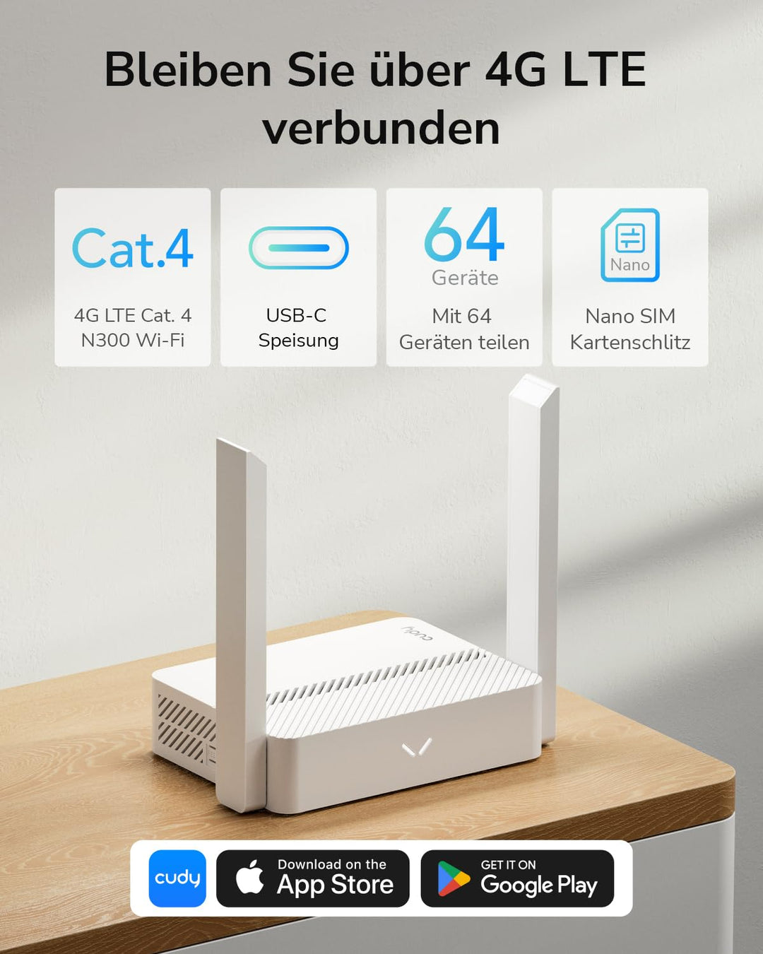 4G LTE Router N300 WLAN OpenWRT SIM-Karte bis 30 Geräte - Bild 2