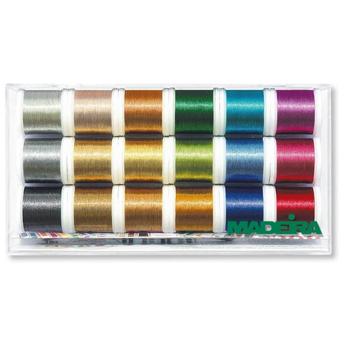 Stickgarn Metallic glatt 18 Spulen à 200 m sortierte Farben