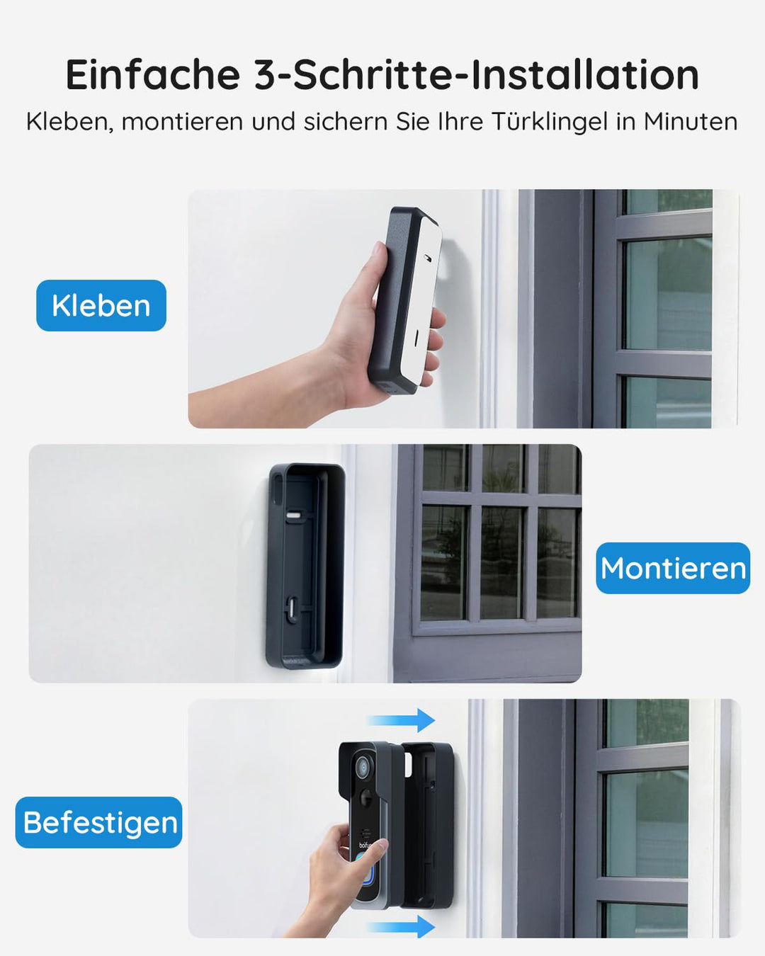 Video-Türklingel kabellos 2K HD 166° Weitwinkel mit Nachtsicht IP65 - Bild 8