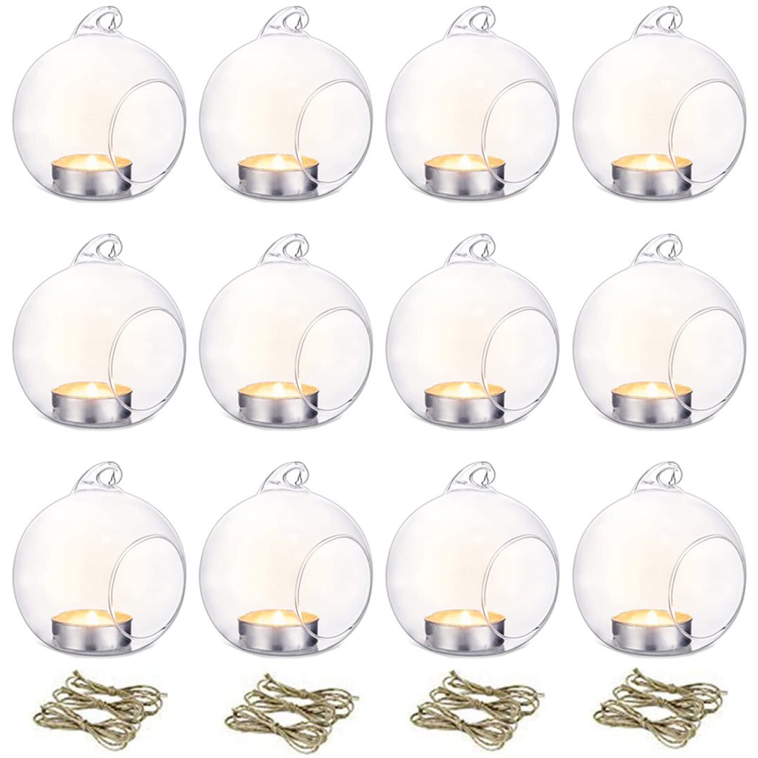 Glaskugel Teelichthalter Hängend Borosilikatglas 8cm 10er-Set