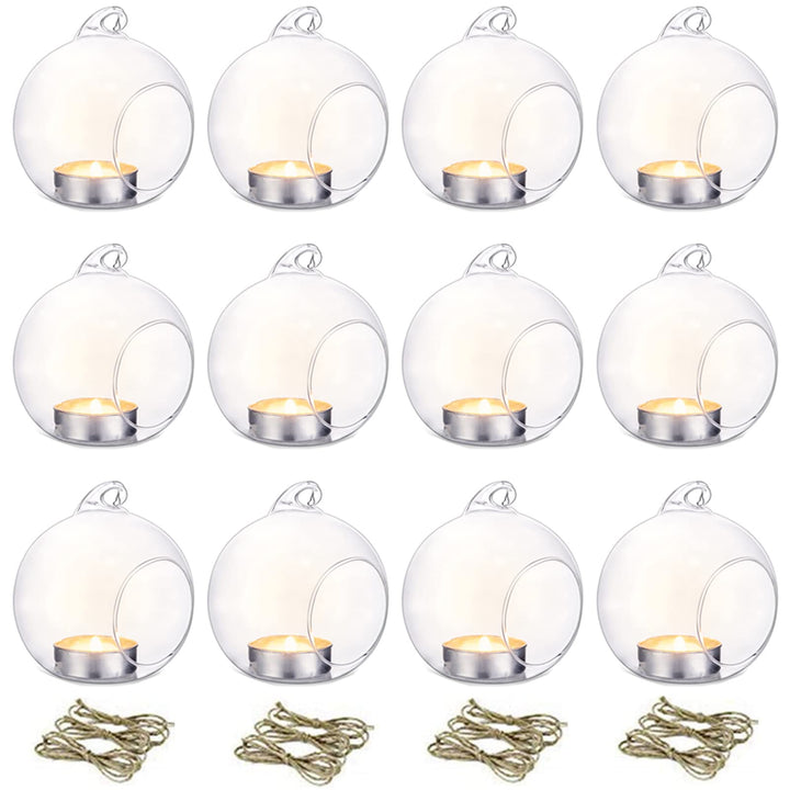 Glaskugel Teelichthalter Hängend Borosilikatglas 8cm 10er-Set