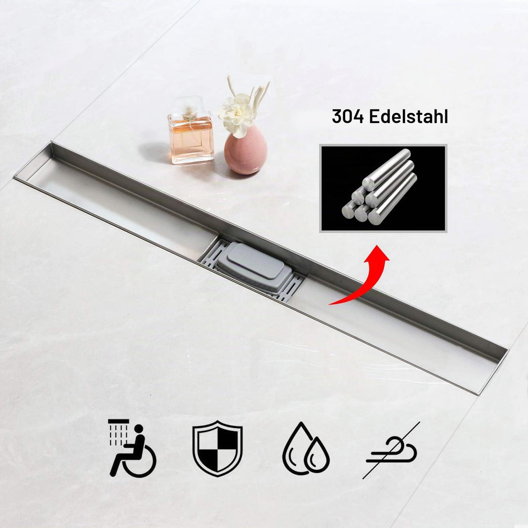 Duschrinne 70 cm Edelstahl befliesbar mit Haarsieb und Siphon - Bild 5