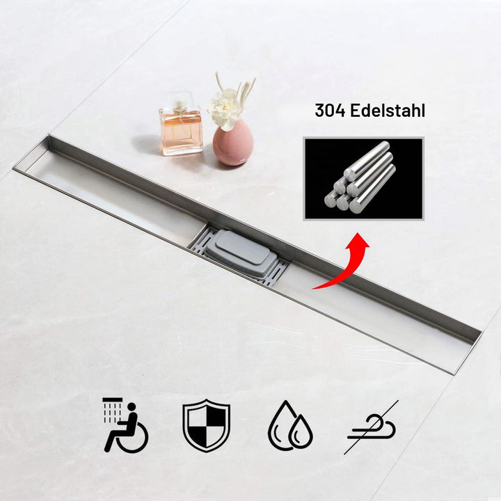 Duschrinne 70 cm Edelstahl befliesbar mit Haarsieb und Siphon - Bild 5