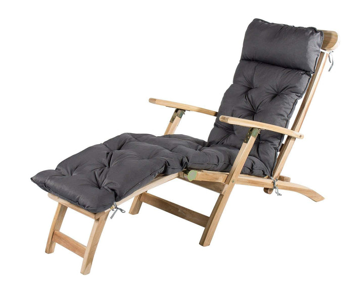 Deckchair-Auflage 195x49x10 cm Baumwolle-Polyester Grau gesteppt