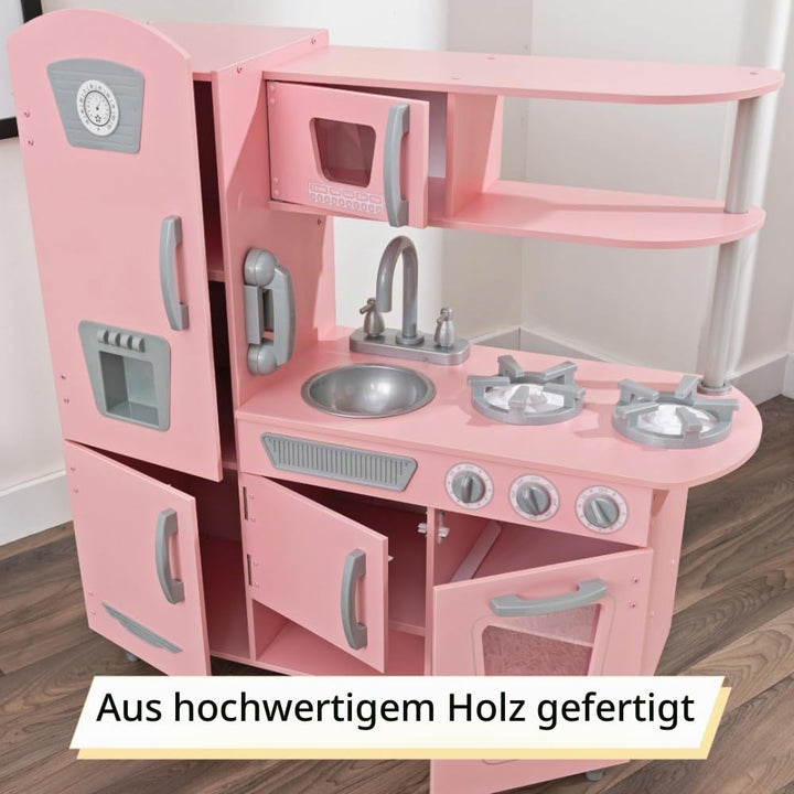 Kinderküche Holz Vintage Rosa mit Telefon &amp; Retro-Kühlschrank - Bild 5