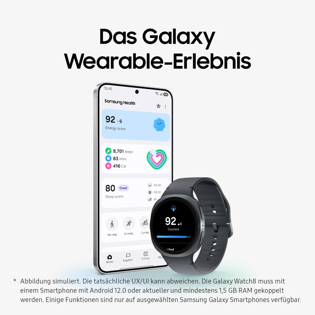 Smartwatch 40mm Graphit mit KI Schlaf- &amp; Fitness-Coaching Bluetooth