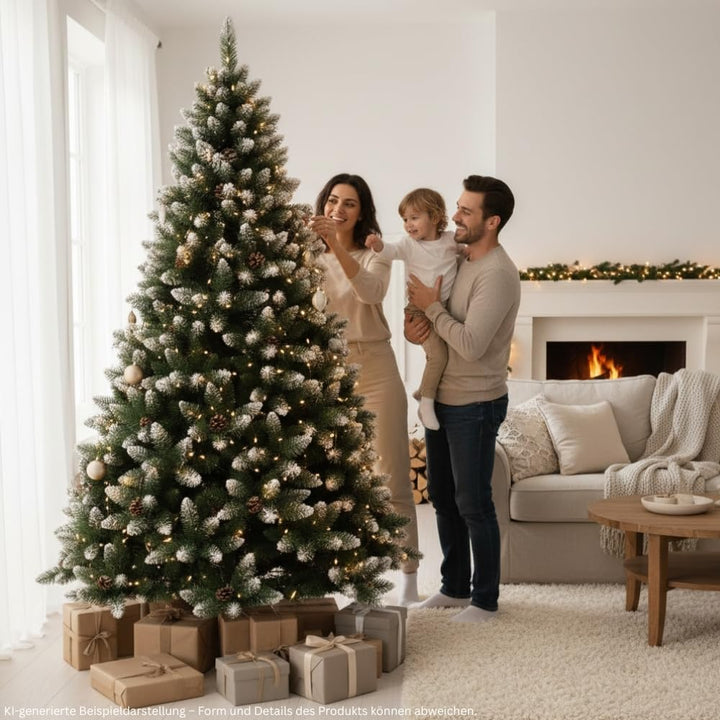 Künstlicher Weihnachtsbaum 180 cm beschneit mit Tannenzapfen - Bild 8
