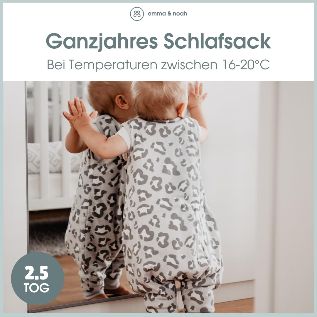Baby Schlafsack mit Füssen 2.5 TOG Bio-Baumwolle Leo Grau 90cm - Bild 2