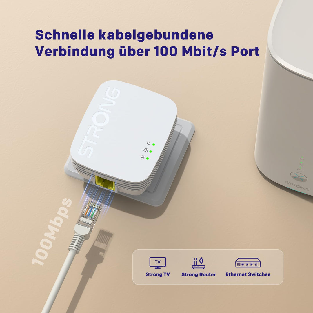 Powerline Adapter Set 600 Mbit/s mit 100 Mbit/s LAN für Smart-TV &amp; Gaming - Bild 3