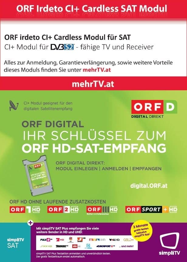 CI+ Modul Dual-Entschlüsselung ORF Digital Direkt kartenlos CI+ 1.4 - Bild 2