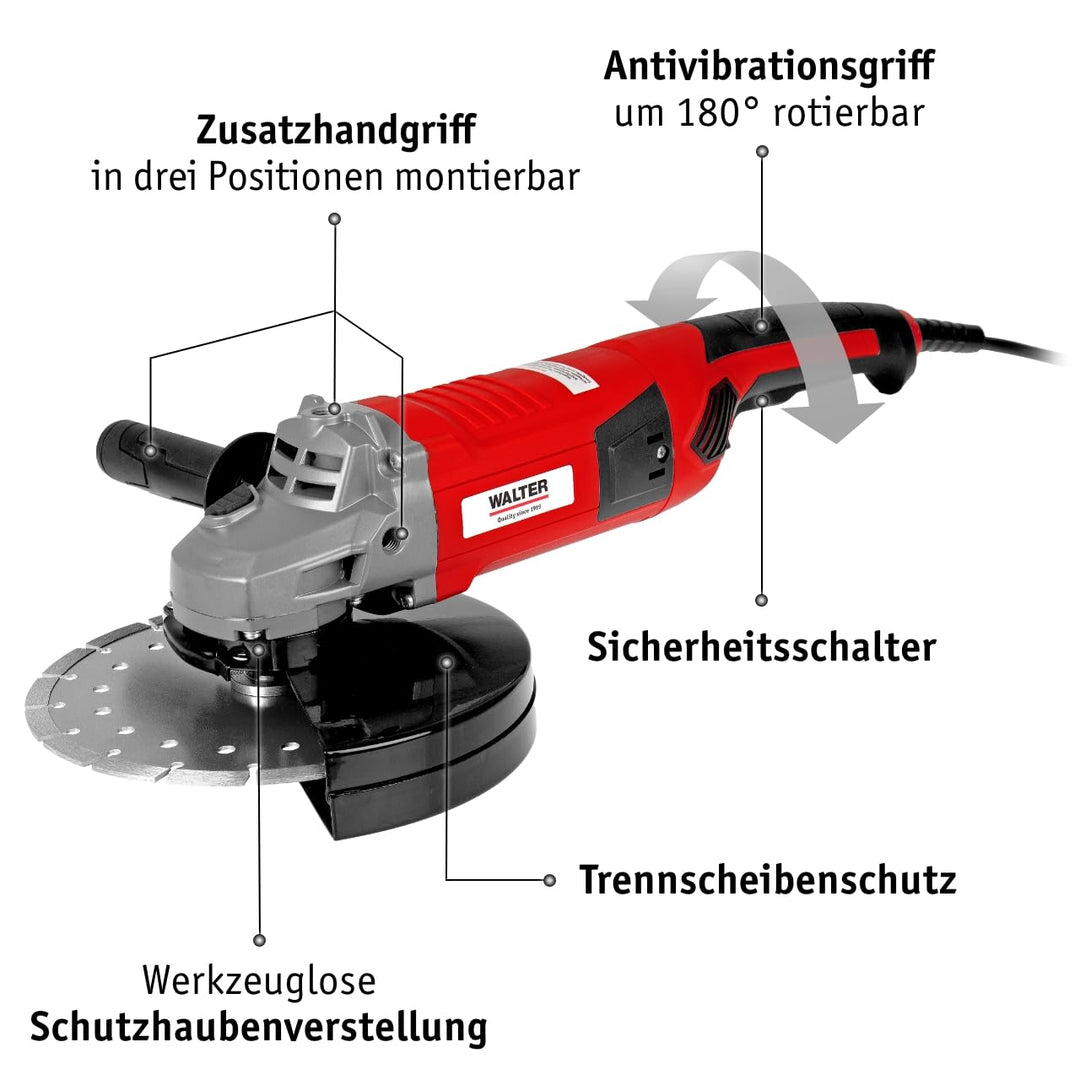 Winkelschleifer 2000W 230mm Scheibe für Metall Stein Beton - Bild 2