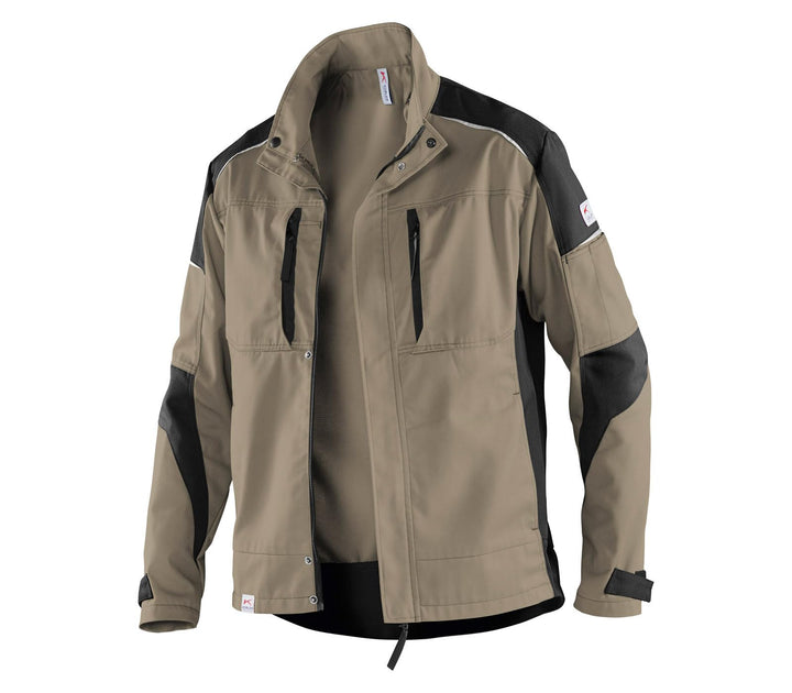 Arbeitsjacke Polyester-Baumwolle körpernah sandbraun/schwarz Gr. XS