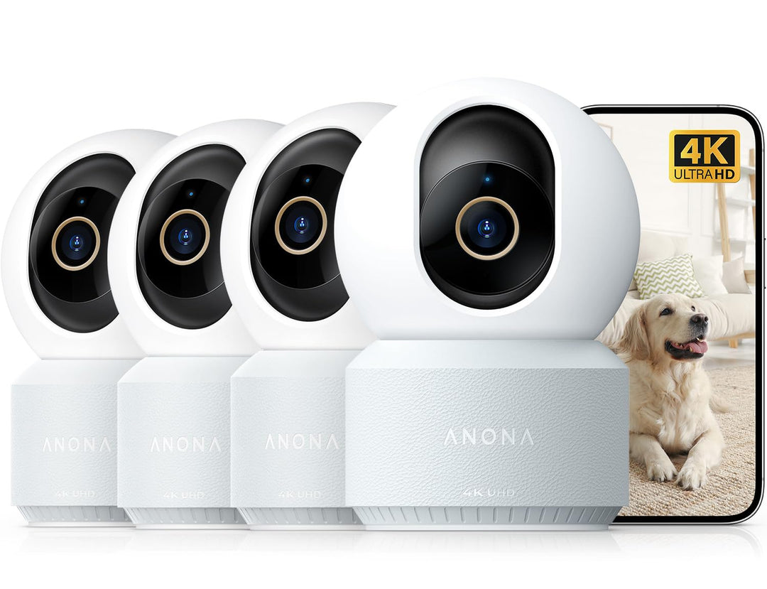 Überwachungskamera Indoor 4K UHD 360° Wi-Fi 6 mit KI-Erkennung 4er-Set