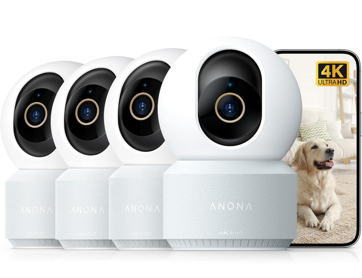 Überwachungskamera Indoor 4K UHD 360° Wi-Fi 6 mit KI-Erkennung 4er-Set