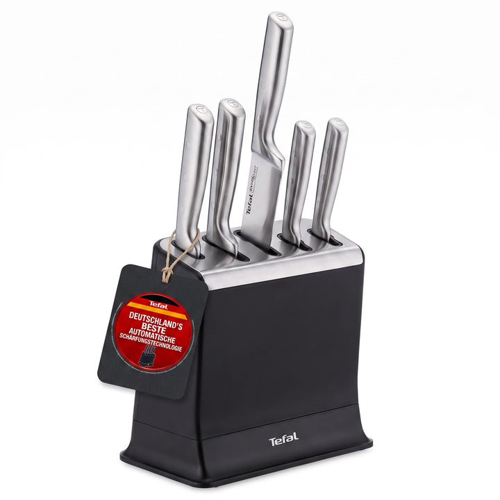 Messerblock mit Selbstschärfung 5-teilig Edelstahl schwarz