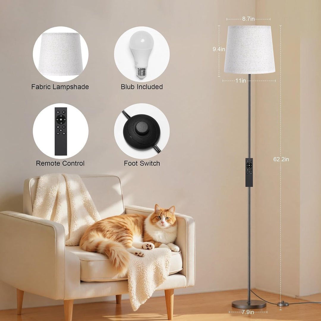 Stehlampe Wohnzimmer Leinen-Schirm 9W E27 mit Fernbedienung - Bild 6